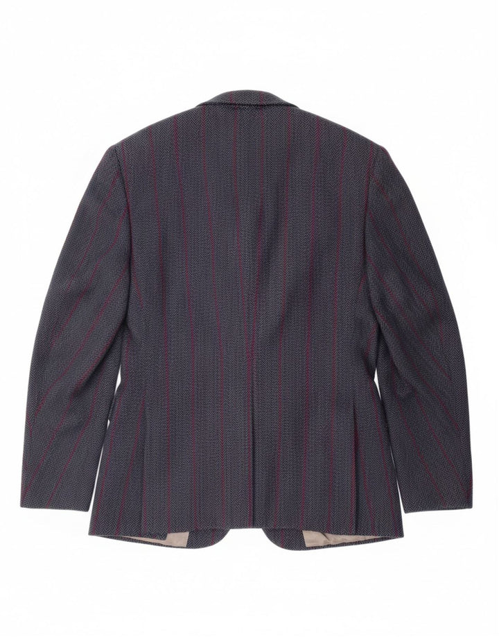 WELLINGTON Mens 2 Button Blazer Jacket UK 38 Medium Grey Herringbone Wool