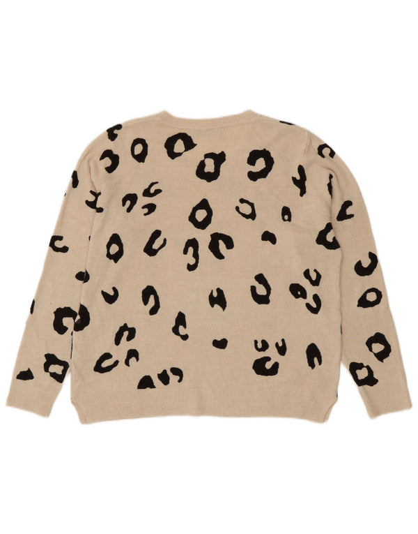 Marks & Spencer Pull ras du cou pour femme UK 18 XL Beige Imprimé animal