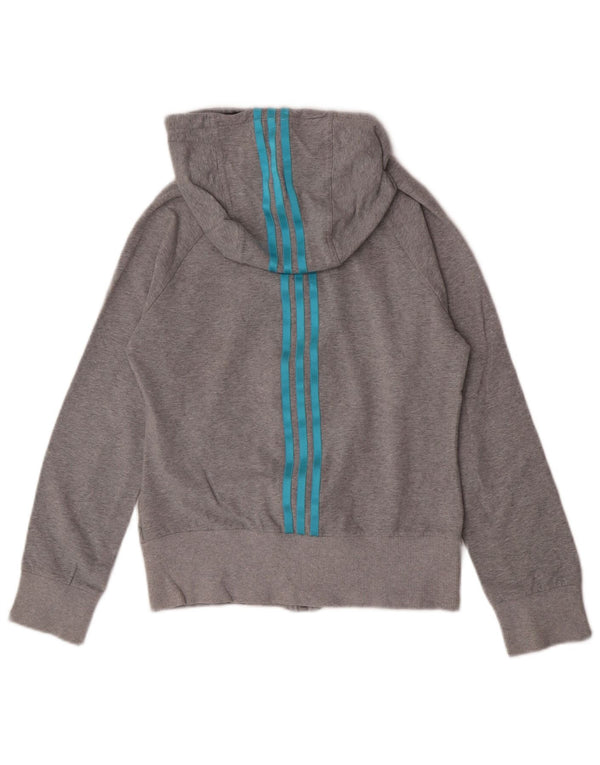 Adidas Pull à capuche zippé pour femme UK 12 Coton gris moyen