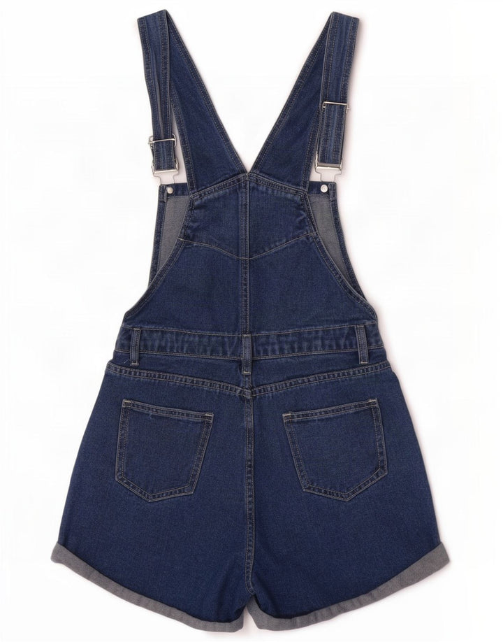 vintage Femme Salopette Denim Shorts W28 Bleu Moyen
