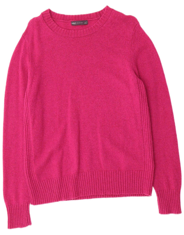 Marks & Spencer Pull col bateau pour femme UK 14 Large laine d'agneau rose