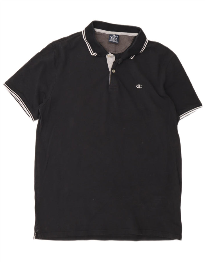 CHAMPION Mens Polo Shirt XL Black Cotton Vintage Champion and Second-Hand Champion from Messina Hembry 