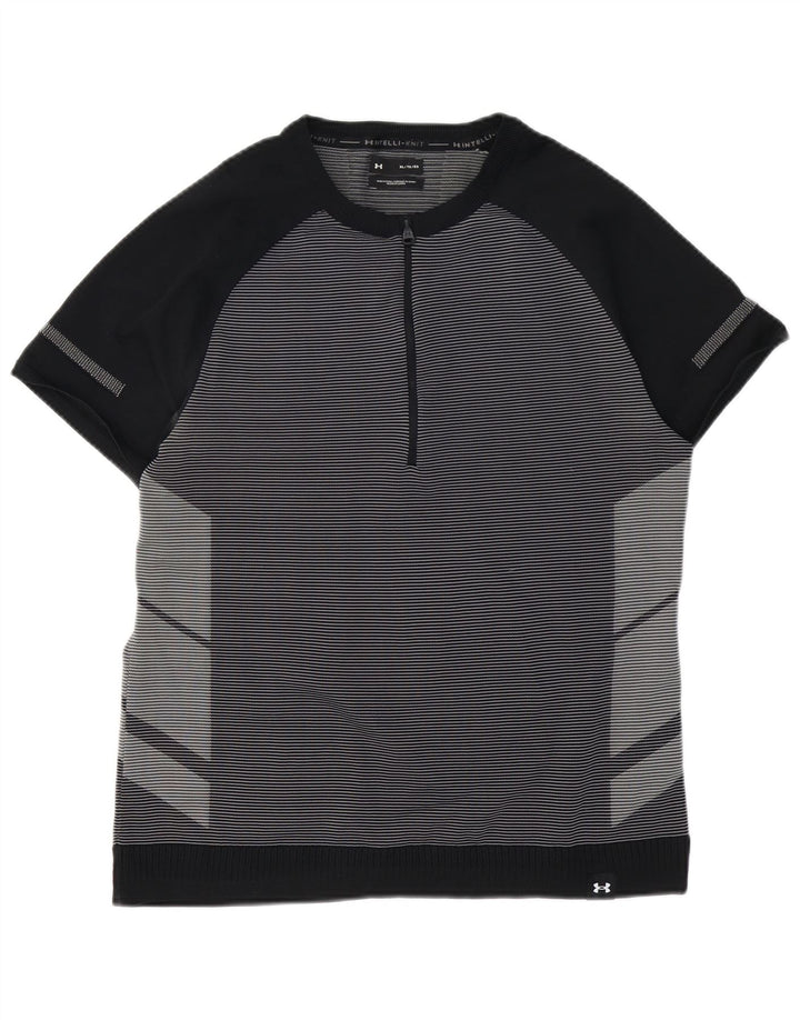UNDER ARMOUR T-Shirt Homme Top XL Noir Pinstripe Polyester