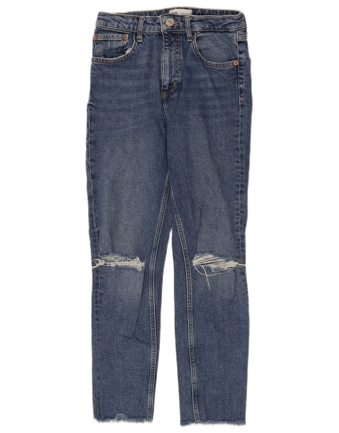 ZARA Jean slim effet vieilli pour femme EU 36 XS W26 L26 Bleu