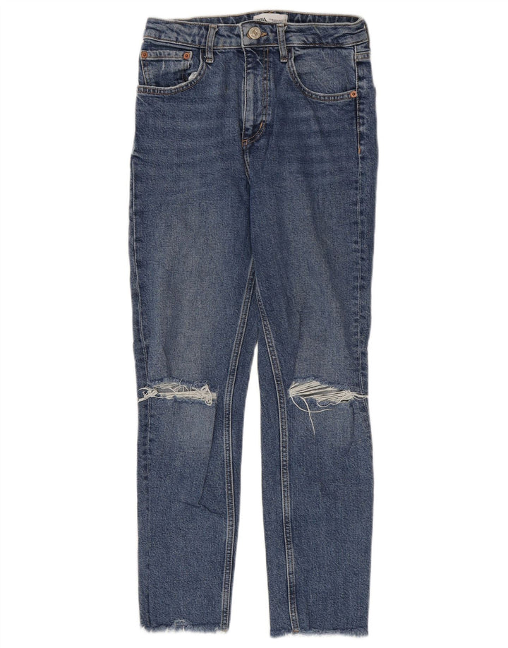 ZARA Jean slim effet vieilli pour femme EU 36 XS W26 L26 Bleu