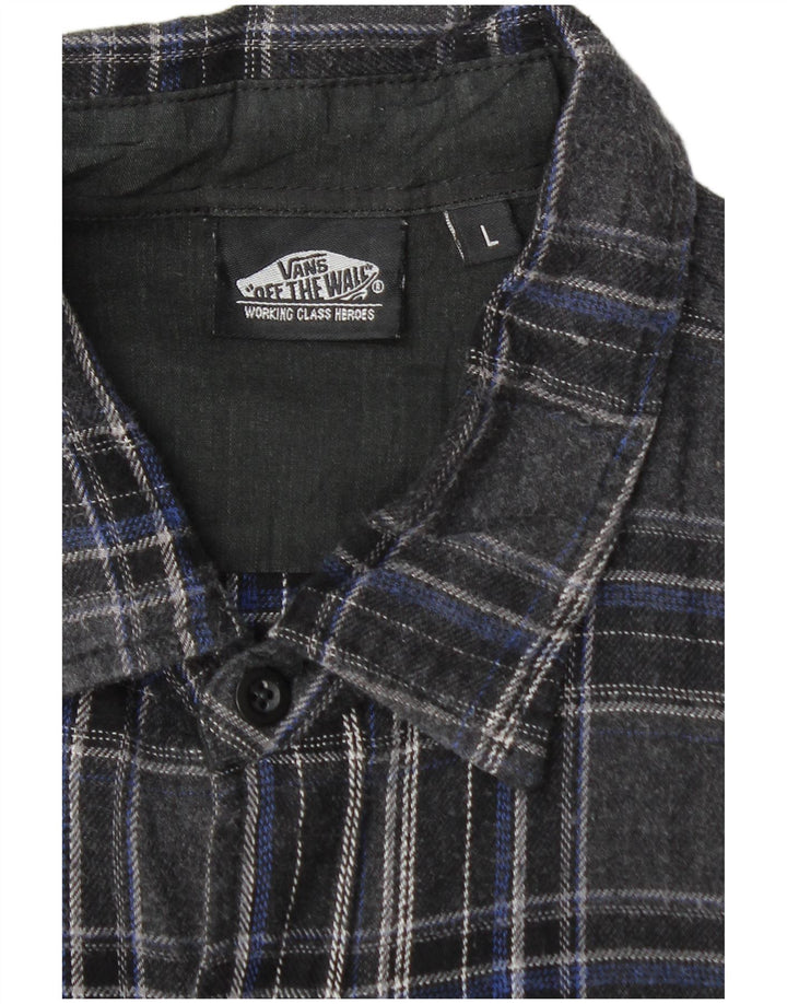 Vans Chemise en flanelle pour hommes, grand carreaux en coton gris