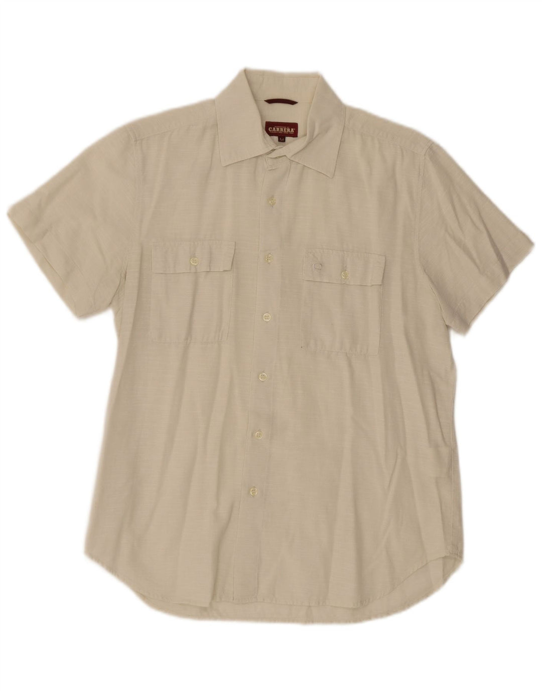 Carrera Chemise à Manches Courtes Homme Blanc Cassé Moyen Coton