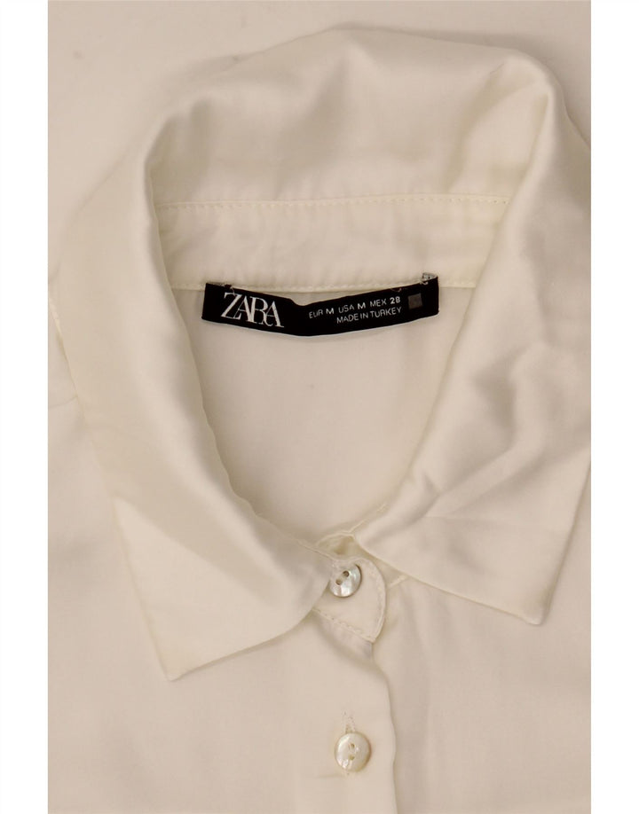 Zara Chemisier Femme Chemisier UK 14 Soie Blanche Moyenne