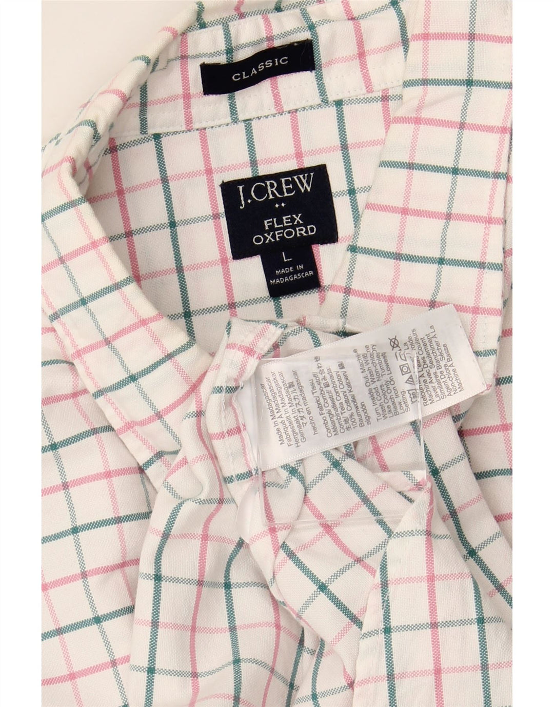 J. CREW Chemise Flex Oxford coupe classique pour homme en coton à carreaux blancs