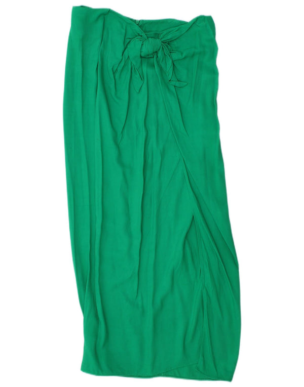 Zara Femme Jupe Midi Taille Haute Medium W28 Vert Viscose