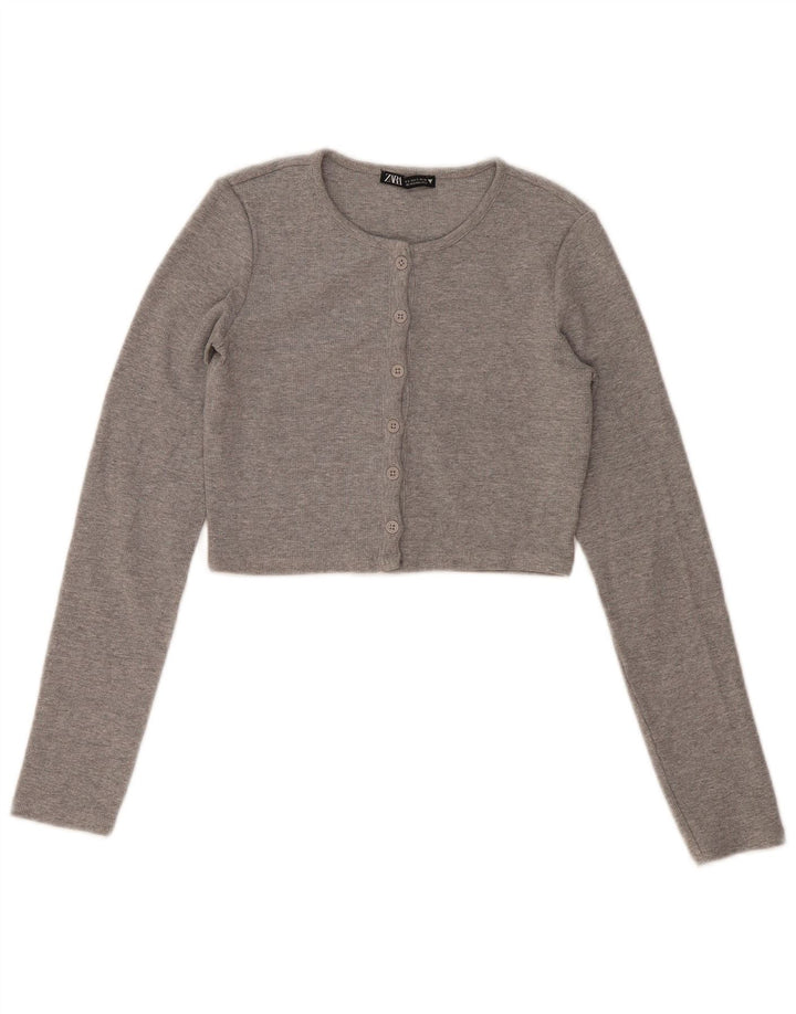 Zara Womens Crop Top UK 8 Petit Gris