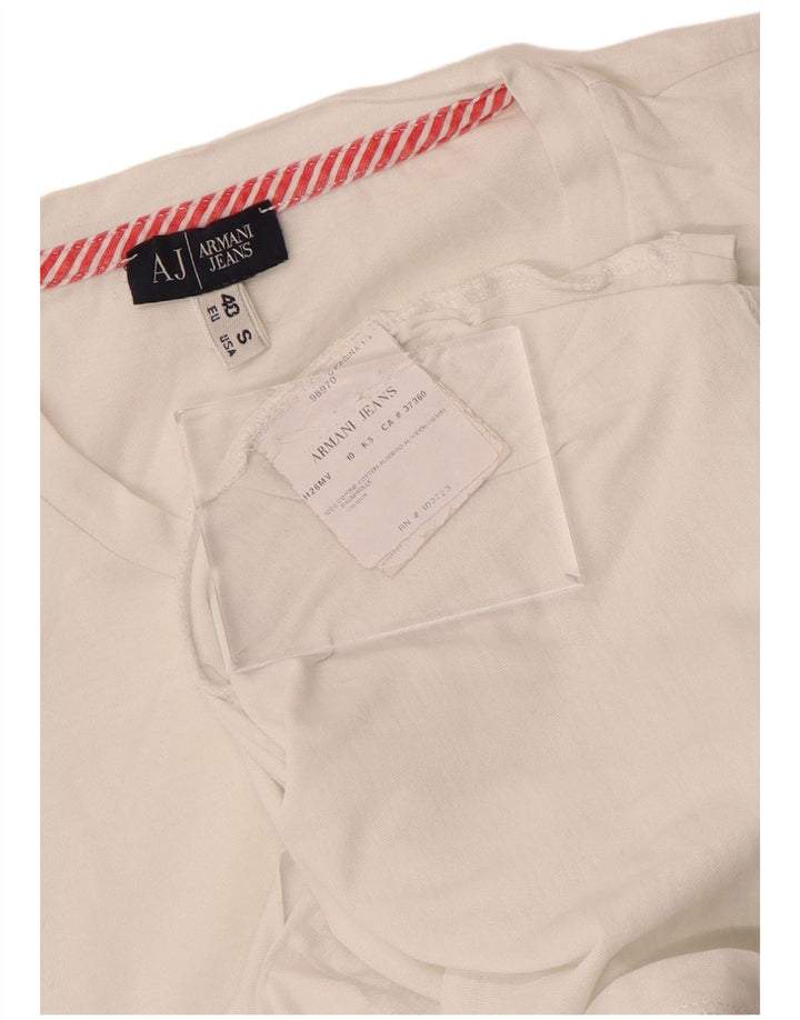 ARMANI JEANS T-shirt graphique femme EU 40 coton blanc moyen