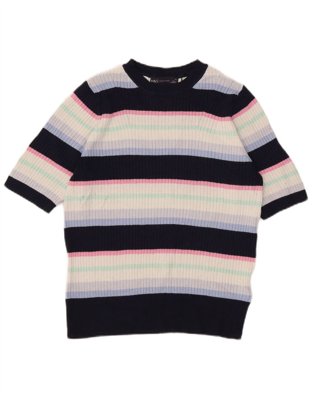 Marks & Spencer Pull col bateau pour femme UK 14 Bleu marine moyen