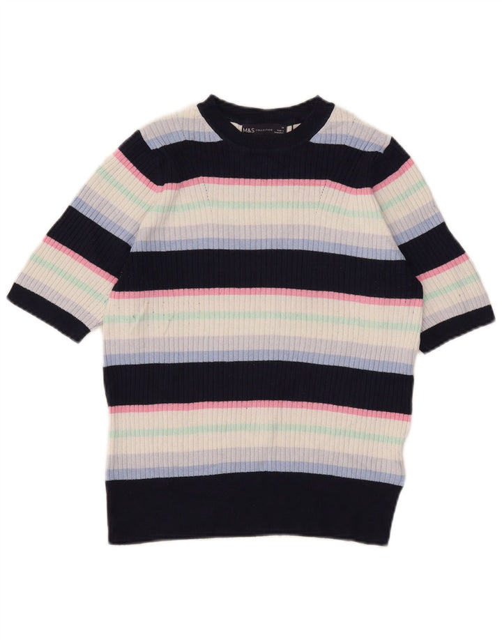 Marks & Spencer Pull col bateau pour femme UK 14 Bleu marine moyen