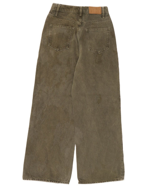 Zara Jean taille haute jambe large pour femme EU 34 2XS W24 L26 Kaki