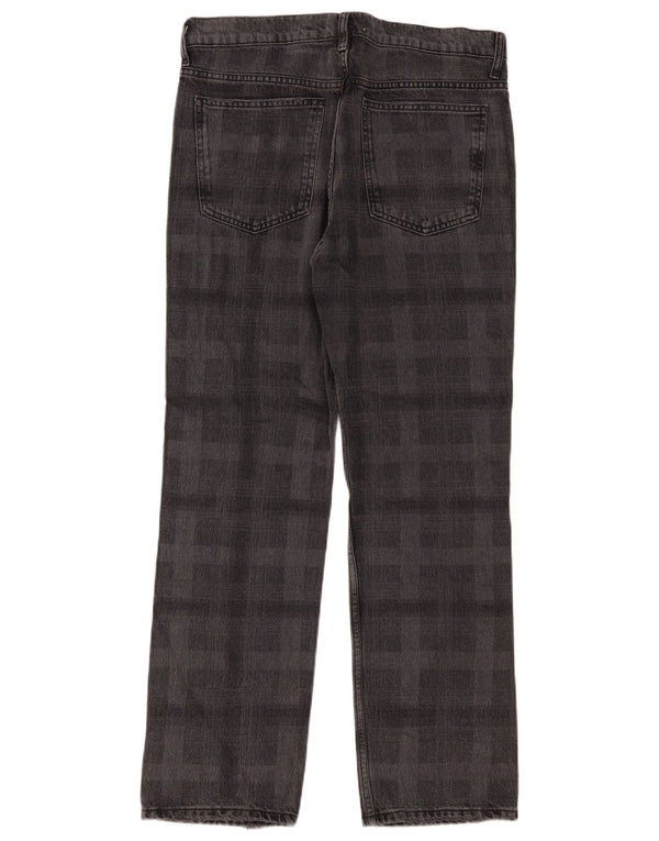 Zara Jean droit pour femme EU 42 Large W32 L31 Gris à carreaux en coton