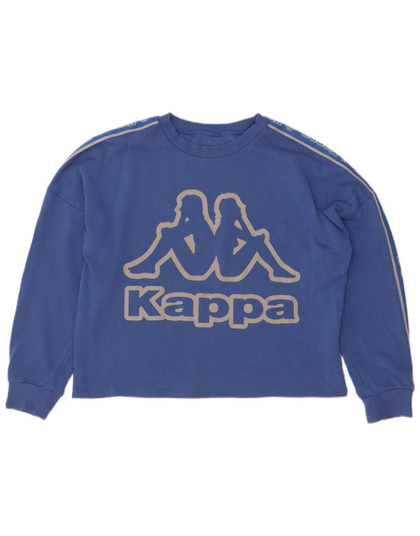 Kappa Womens Tezenis Crop Graphic Sweatshirt Jumper UK 14 Bleu Moyen