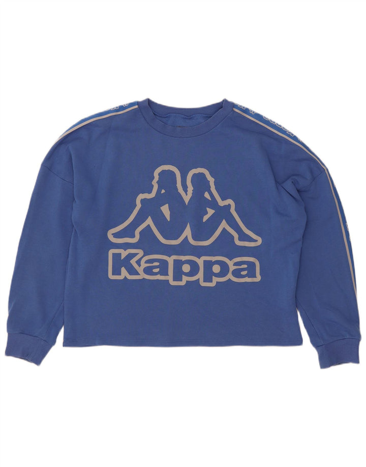 Kappa Womens Tezenis Crop Graphic Sweatshirt Jumper UK 14 Bleu Moyen
