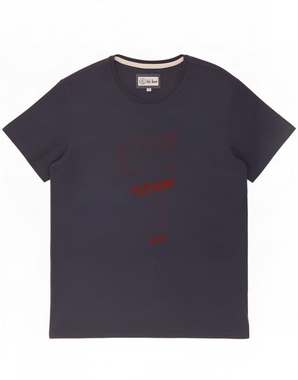Fat Face T-Shirt Graphique Homme Top XL Bleu Marine Coton