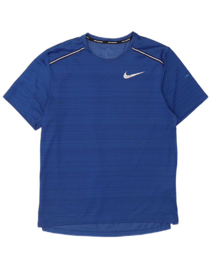 Nike Homme Dri Fit T-Shirt Haut Bleu Moyen Rayé Polyester