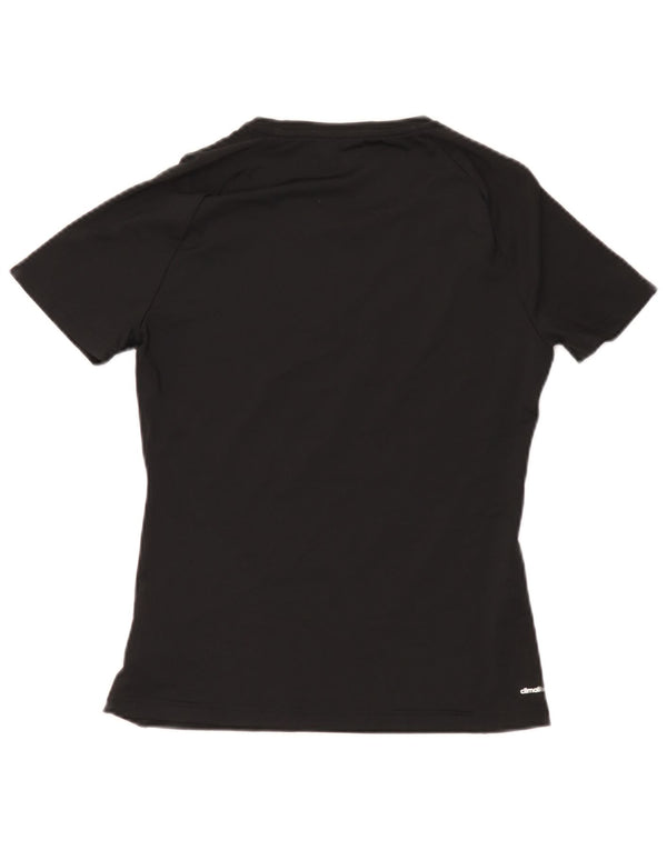 Adidas Climalite Graphic T-Shirt Top UK 8/10 Petit Noir Polyester
