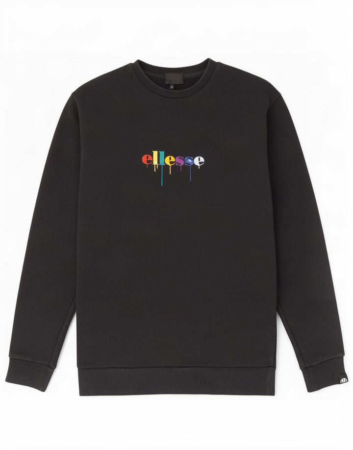 Ellesse Sweat-shirt graphique pour homme en coton noir moyen