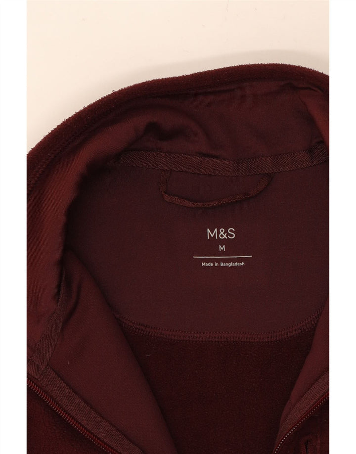 MARKS & SPENCER Mens Fleece Jacket UK 38 Medium Burgundy Polyester Vintage Marks & Spencer and Second-Hand Marks & Spencer from Messina Hembry 