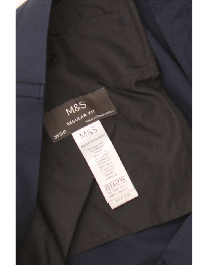 Marks & Spencer Pantalon de Costume Coupe Regular Femme W36 L29 Bleu Marine