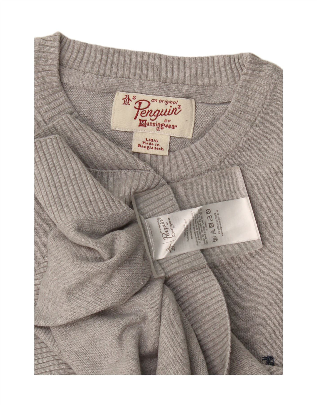 Penguin Pull à col rond pour homme en coton moucheté gris Taille L