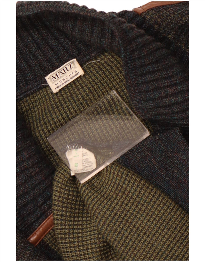 Marz Homme Cardigan Double Boutonnage Pull EU 52 Large Gris Moucheté Laine