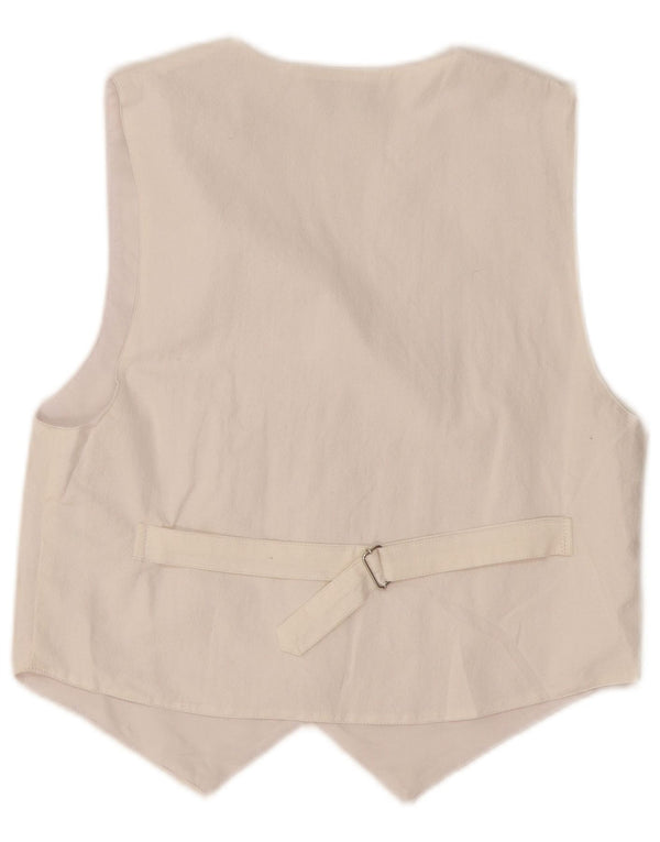 gilet graphique femme vintage UK 12 coton floral blanc moyen