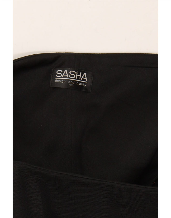 SASHA Womens Sleeveless A-Line Dress UK 14 Medium  Black Polyester Vintage Sasha and Second-Hand Sasha from Messina Hembry 