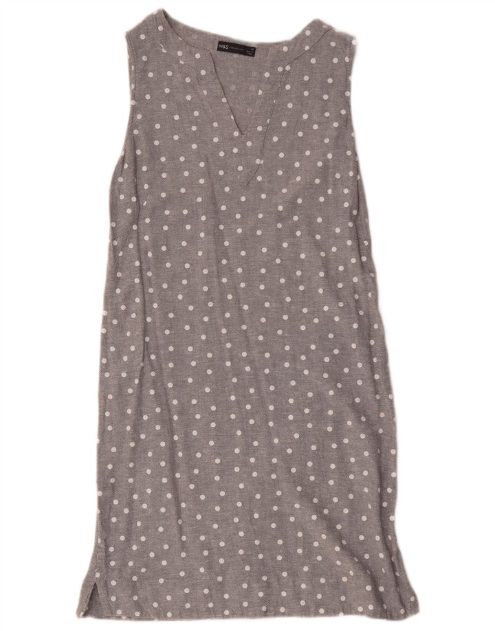 Marks & Spencer Robe droite sans manches pour femme UK 10 Petit Gris à pois