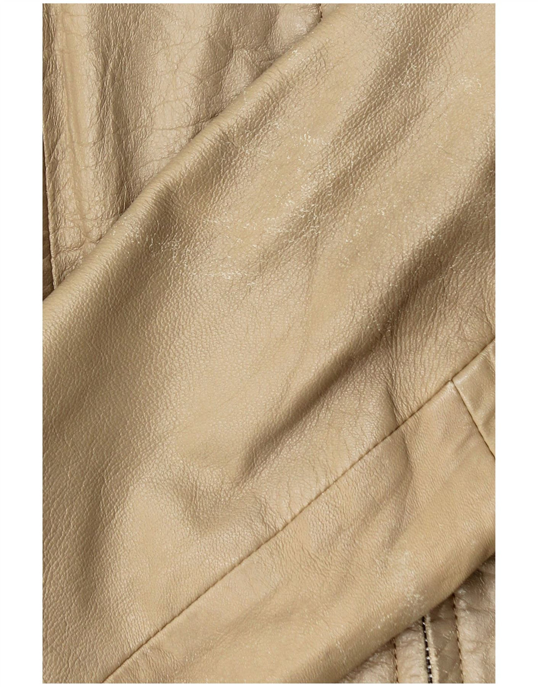 Zara Veste en cuir crop pour femme UK 14 Grand cuir beige