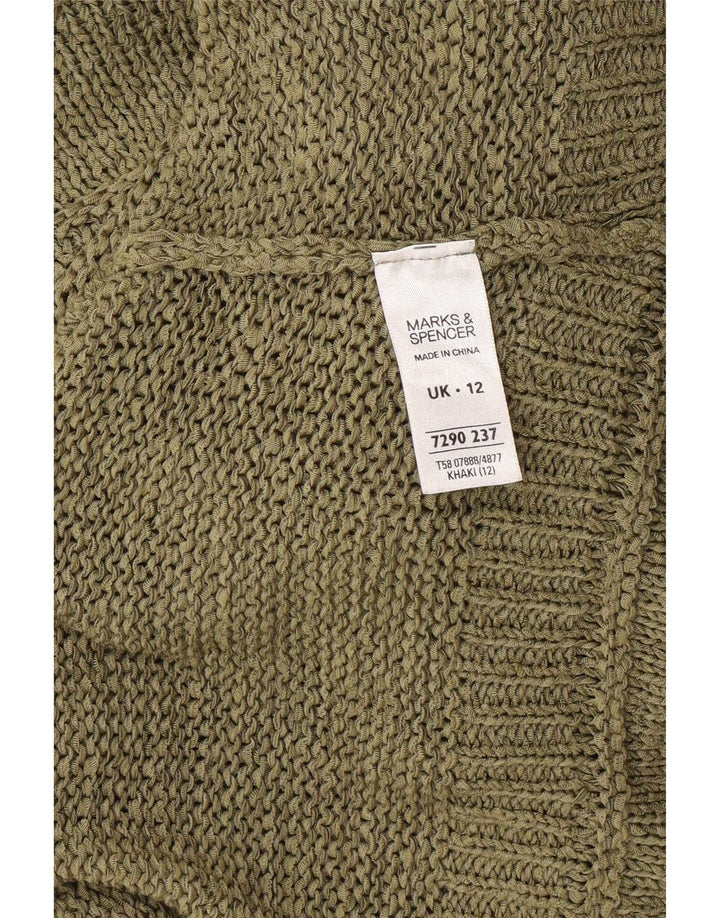 Marks & Spencer Pull cardigan à manches 3/4 pour femme UK 12 Kaki moyen