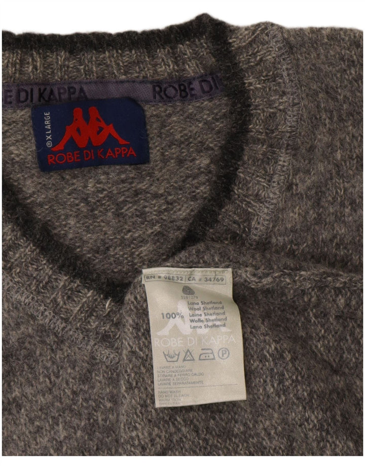 Kappa Pull Col V Homme XL Laine Mouchetée Gris