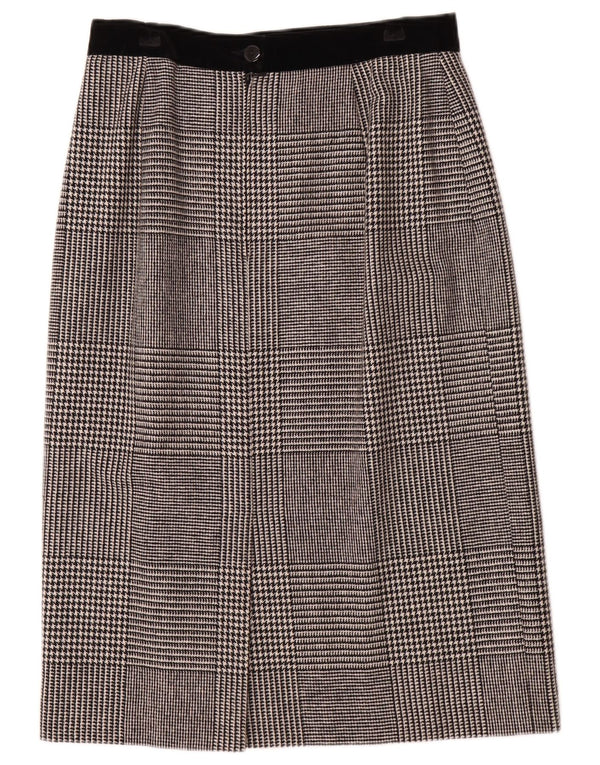 Louis Feraud Jupe Midi Femme UK 16 Large W30 Laine Pied-de-Poule Gris