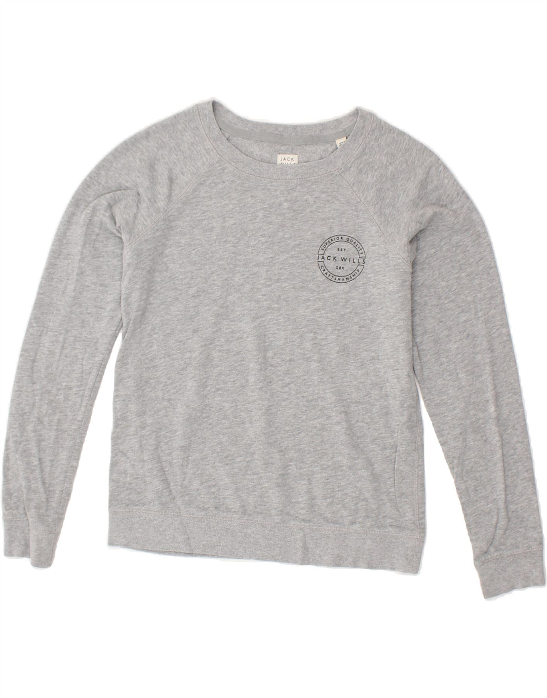 JACK WILLS Womens Sweatshirt Jumper UK 10 Small Grey Cotton Vintage Jack Wills and Second-Hand Jack Wills from Messina Hembry 