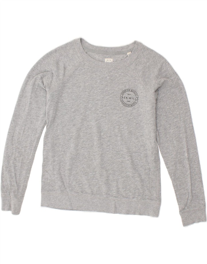 JACK WILLS Womens Sweatshirt Jumper UK 10 Small Grey Cotton Vintage Jack Wills and Second-Hand Jack Wills from Messina Hembry 