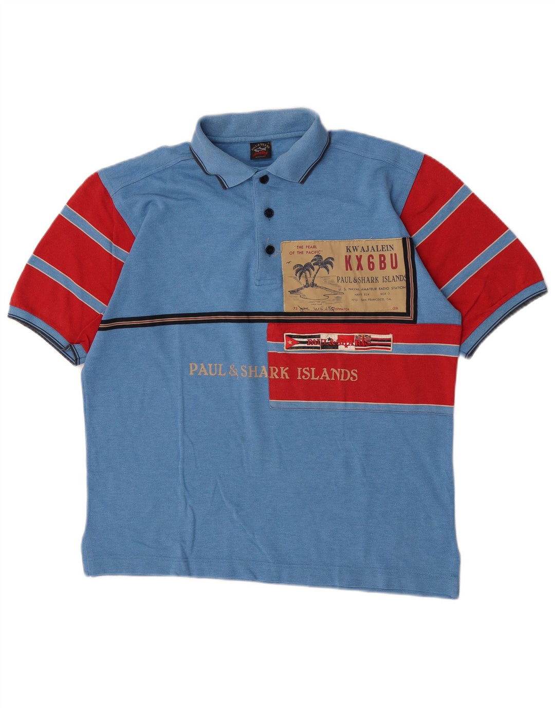 Paul & Shark Polo Graphique Homme Bleu Moyen Coton Colorblock