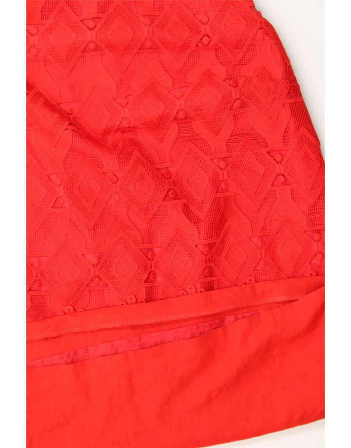 DEBENHAMS Womens Petite Basic Dress UK 16 Large Red Geometric Polyester Vintage Debenhams and Second-Hand Debenhams from Messina Hembry 