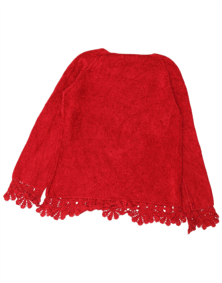 Marks & Spencer Pull à col rond pour femme UK 14 Viscose rouge moyen
