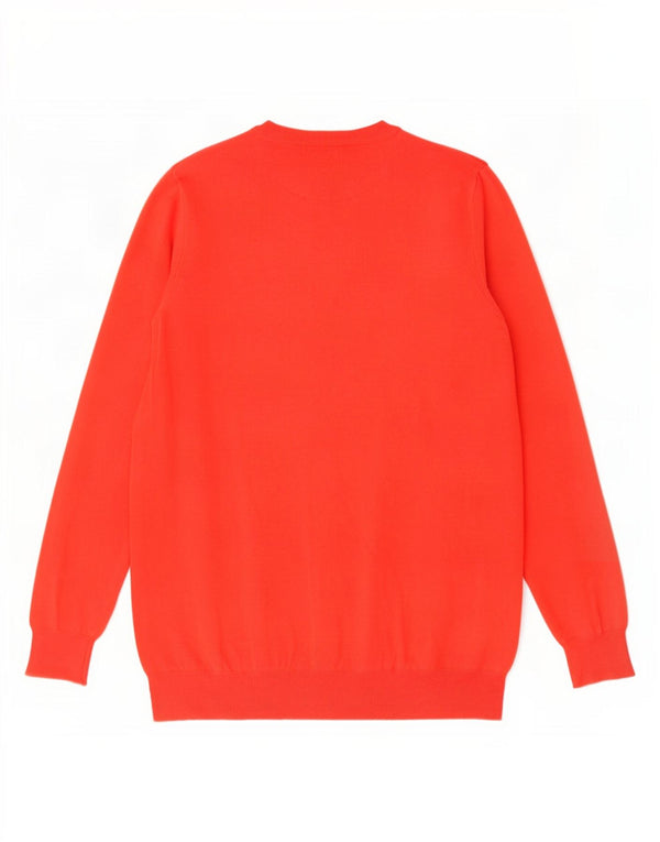 Zara Pull col V pour homme en coton rouge Large