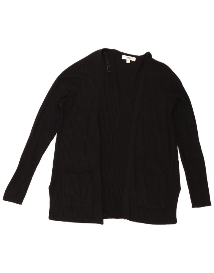Marks & Spencer Pull Cardigan Ouvert pour Femme UK 14 Viscose Noir Moyen