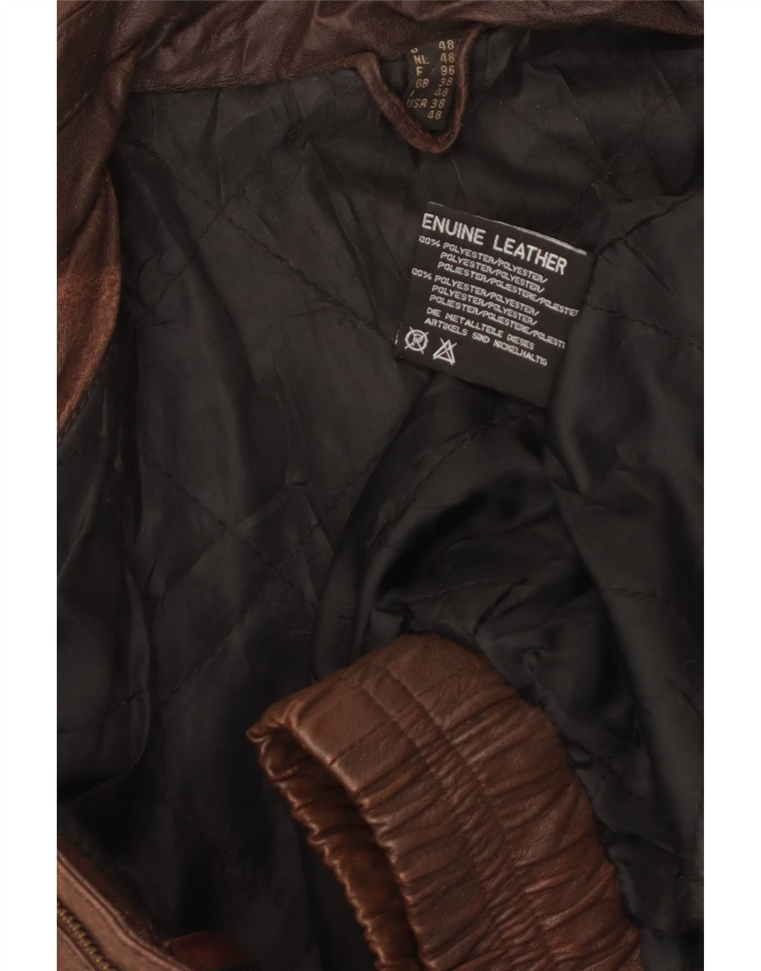 VINTAGE Veste en cuir homme UK 38 Cuir marron moyen