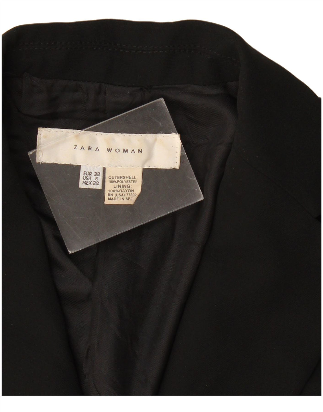 Zara Femme 1 Bouton Blazer Veste EU 38 Moyen Noir Polyester