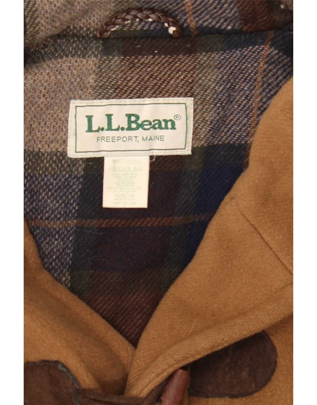L.L.Bean Duffle Coat à capuche pour homme UK 38 laine beige moyen