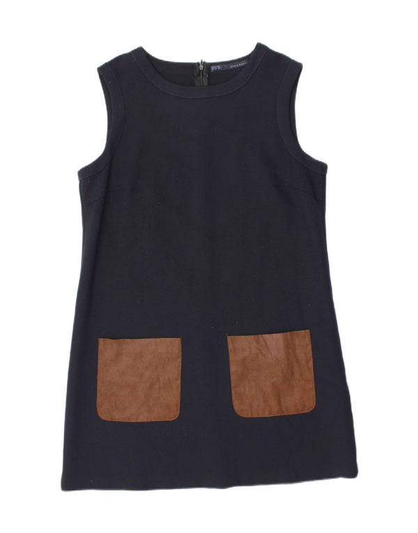 Zara Robe droite sans manches pour femme UK 18 XL Bleu marine Polyester