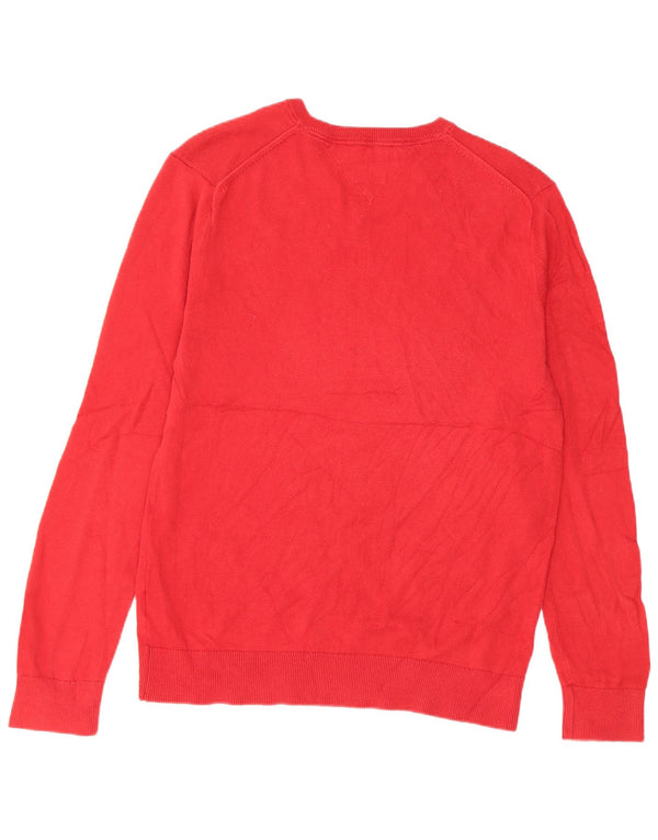 Tommy Hilfiger Pull col V pour homme en coton rouge Large