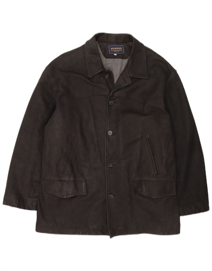 veste en cuir homme vintage UK 42 XL Noir